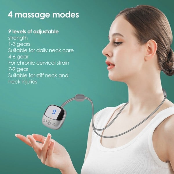 Puls Nakke Massager Varme Smertelindring Trådløs Intelligent Deep Tssue Trigger Point Massage