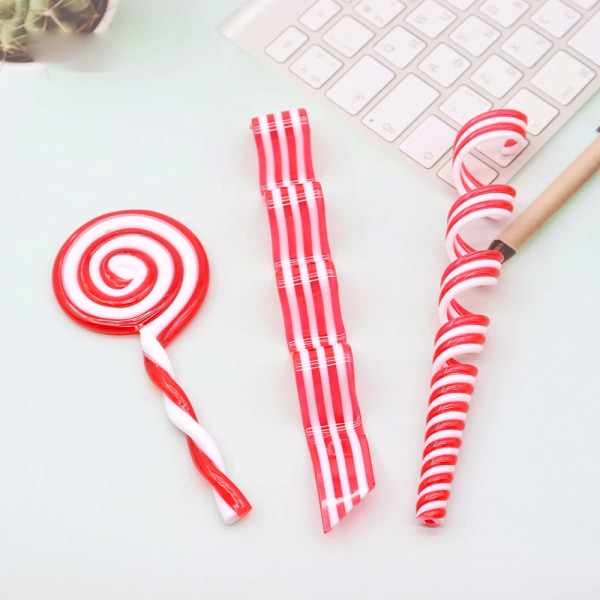 4 stykker godteri stokk jule tre anheng dekor rød hvit godteri lollipop hjem hengende pynt