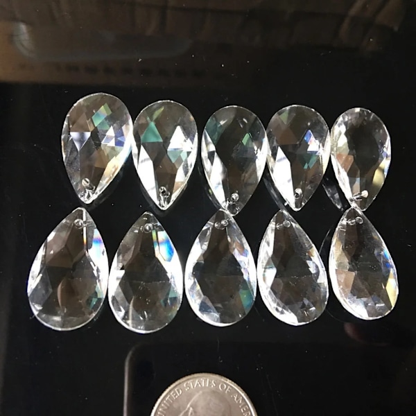 10 stykker 28mm Tår Dråbe Krystaller Prism Sun Catcher Klar Glas Lysekrone Krystal Dele Gør det selv Hængende Vedhæng Smykker Spacer Faceteret
