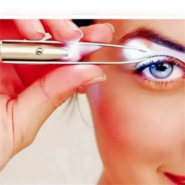 Bærbar rustfritt stål smart design øyenbryn hår fjerning pinsett med LED lys sminke verktøy