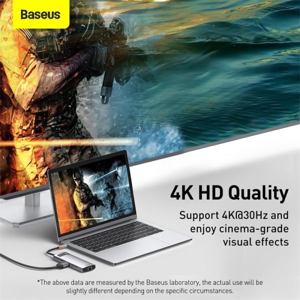 USB C keskitin 4K@30Hz USB C HDMI-yhteensopiva 8-in-1 USB Hub RJ45 PD 100W sovitin