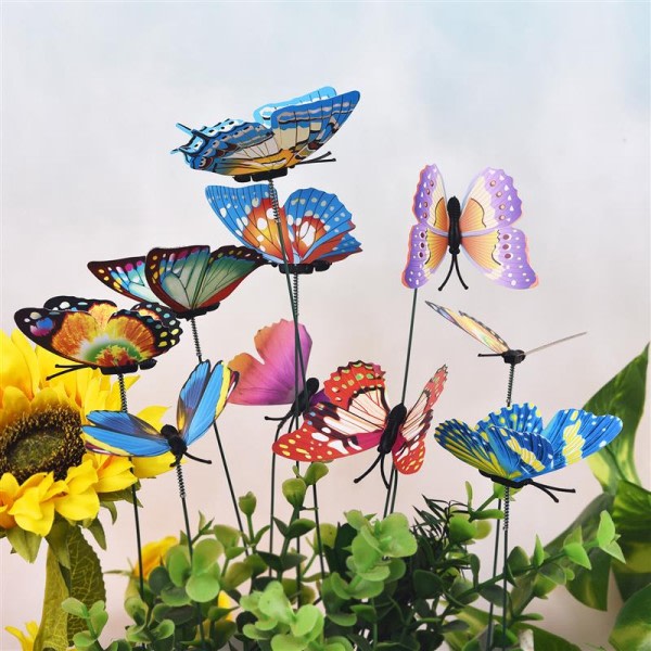 En gjeng sommerfugler Hage Gard Planter Fargerike Snoende Sommerfugl Stakes