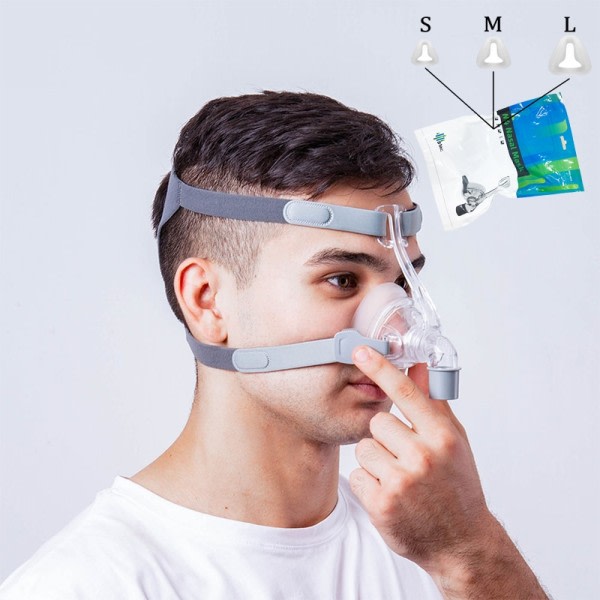 Nesemaske Med Hodeplagg Silisium Gel Puter For CPAP Maskin Søvn apné