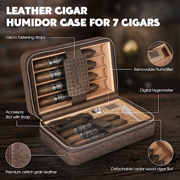 Scotte Sigar Humidor Eske Skinn Sigar Eske