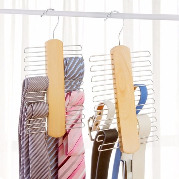 Slips Bøjle Holder Rack Silke Tørklæde Bælte Arrangør Skab Træ Opbevaring Hænge Rack Opbevaring Holder