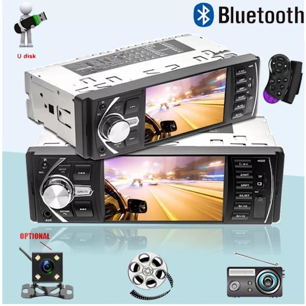 4,1 tuuman auto radio 1Din ääni stereo FM Bluetooth ohjaus pyörä
