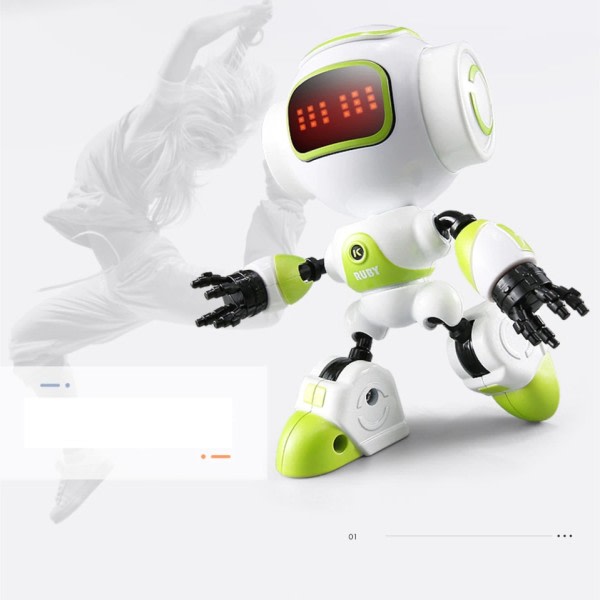 Mini Smart Robot Modell Barn Stemmelig Intelligent LED Eyes DIY Vector Mechanic Combat