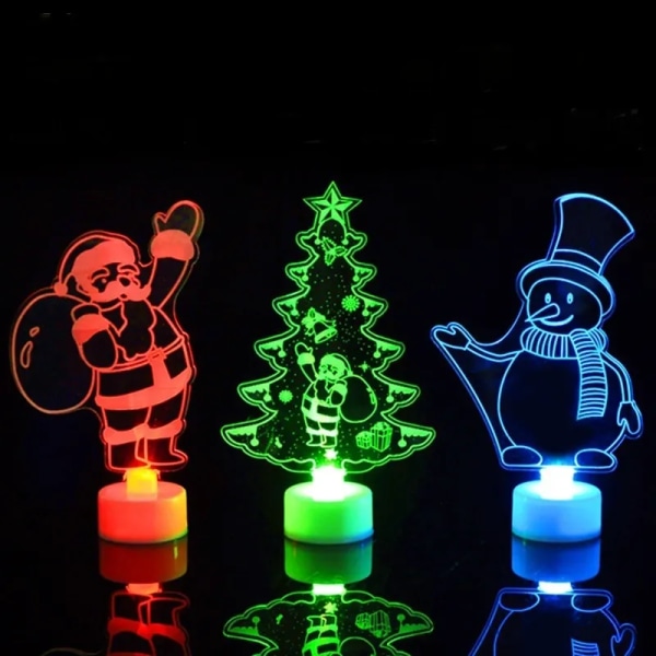 LED jul pynt natt lys blinker jul nissen snømann jul tre lys lampe