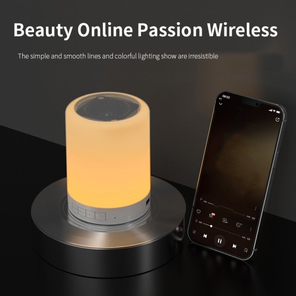 Bærbar Bluetooth Høyttaler Trådløs Mini spiller Touch Pat Light Fargerikt LED Natt Natt bord lampe
