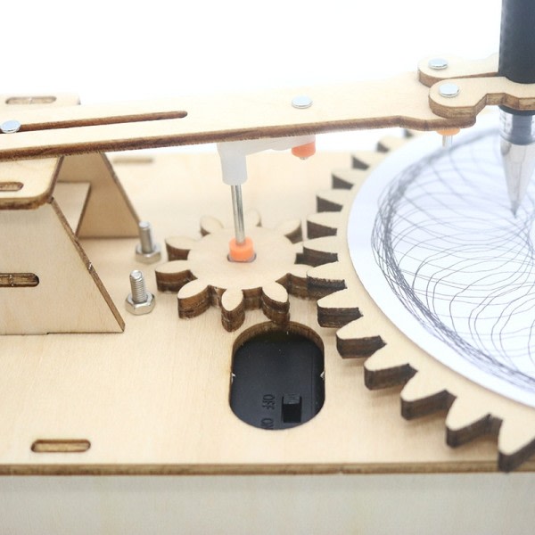 Træ Elektrisk Drevet Tegning Maskine Gør det selv Model Uddannelsesmæssigt Teknologi Kit