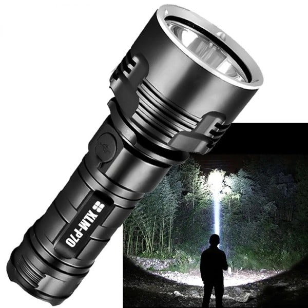 Super Ljus Hög Power Led Ficklampa P70 USB Uppladdningsbar Ficklampa