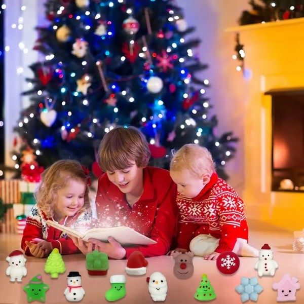 Jul 24 stykker til Børn Voksen Julemand Claus Snemand Squishy Fidget Legetøj