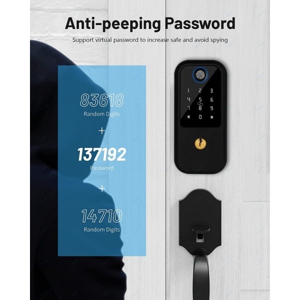 Digital Elektronisk Tastatur Deadbolt Lås Front Dør Lås Nøkkelfri Entry Auto Lock