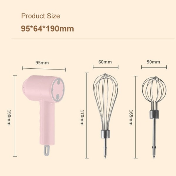 Trådlös bärbar elektrisk mat mixer hand mixer 3 hastigheter hög effekt deg mixer