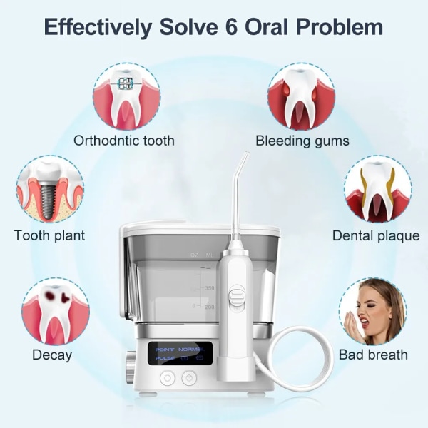 Oral Irrigator USB Genopladelig 10 Levels Water Flosser Portable Dental Water Jet