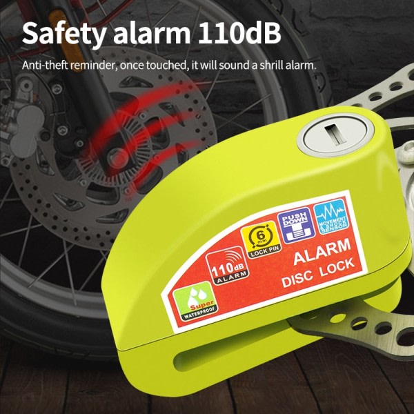 Motorcykel Cykel Lås Alarm Sikkerhed Beskyttelse Hængelås Skive Aluminium legering Tyverisikring Påmindelse Reb Lås