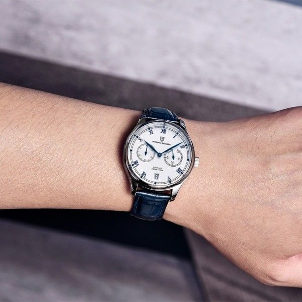 Romerska siffror Pilot Mekaniska Klockor Sapphire Glas Energi Lagring Automatisk Klocka