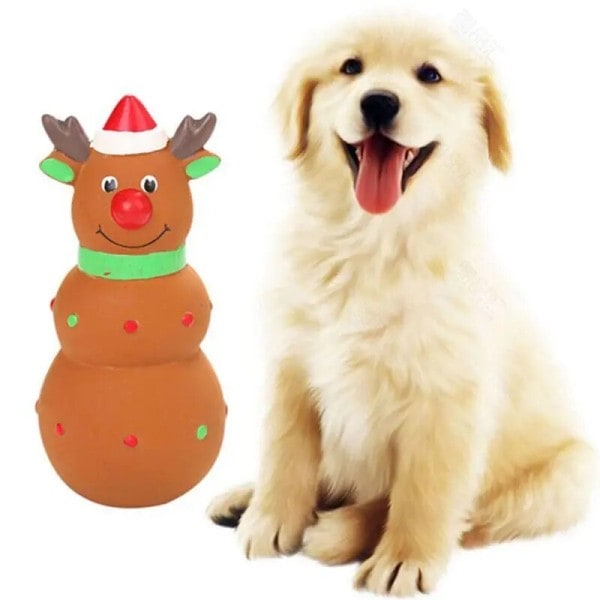 Jul Hund Leker Hund Tygge Leker Kjæledyr Lydende Valp Gummi Leker Jul Julenissen Snømann