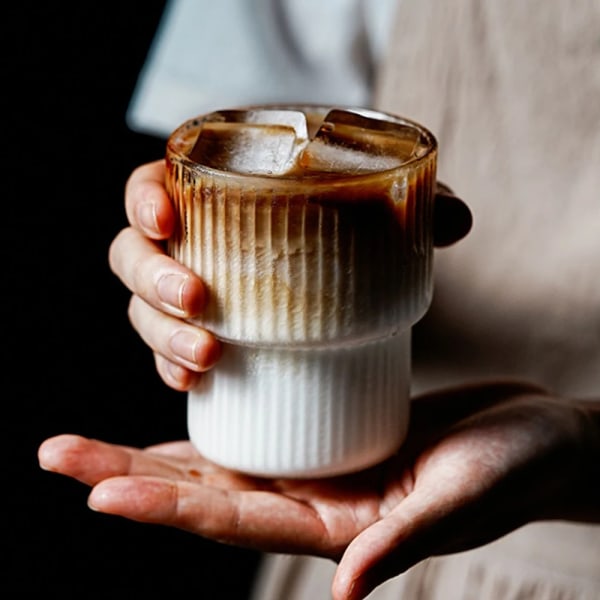 6 bitar glas Kaffe koppar Stablingsbara Glas Stripe Enkel Transparent Cocktail Bar Drycker Soda Vatten Juice Muggar