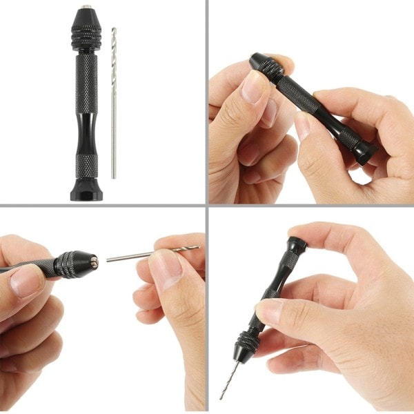 Mini Mikro Aluminium Hand Drill Med Keyless Chuck HSS Stål Twist Drill Bit