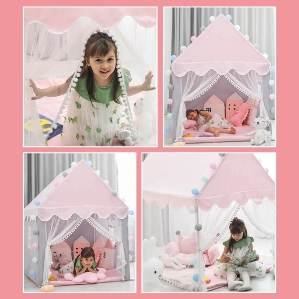 Stort barn leksak tält  wigwam vikbart barn tält tips bebis lek hus tjejer rosa prinsessa slott