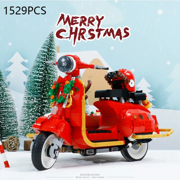 Joulu moottoripyörä rakennus kortteli malli kaupunki ajoneuvo kolmipyörä tee-se-itse asennus tiilet lelut