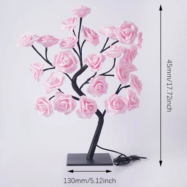 24 LED Rose Træ Lys USB Stik Bord Lampe Fe Blomster Nat Lys