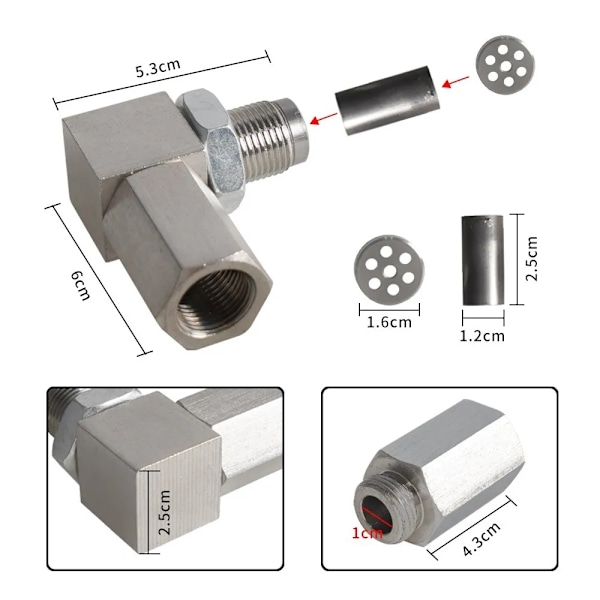 Bästa kvalitet Bung Extension Catalytic Converter O2 Oxygen Sensor Spacer Oxygen Sensor Extender 90 Degree P0420 P0430 Silver