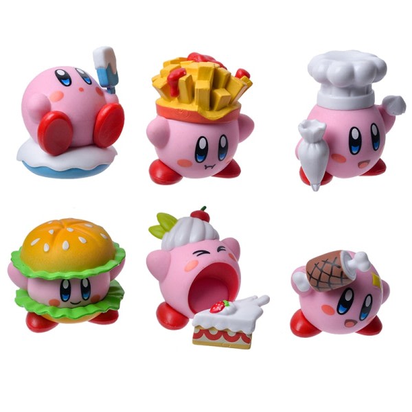 6 bitar Set Spel Stjärna Kirby Anime Söt Tecknad Rosa Kirby Mini Figur Leksak För Barn's