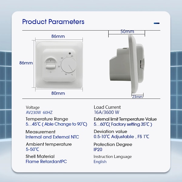 Elektrisk Gulv Varme Rom Termostat Manuell Gulv Varme Kabel