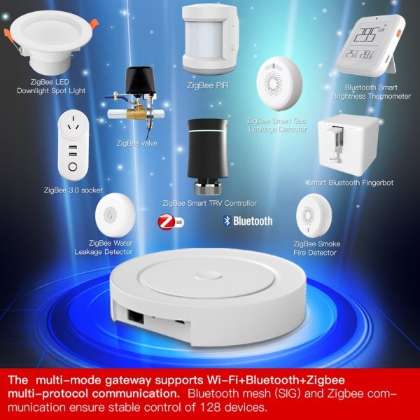 Monitila Smart Gateway ZigBee WiFi Bluetooth Mesh Wired Hub Work