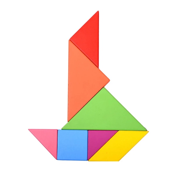 Trä tangram pussel för barn med 7 färgade bitar pedagogisk hjärnteaser lärande leksak