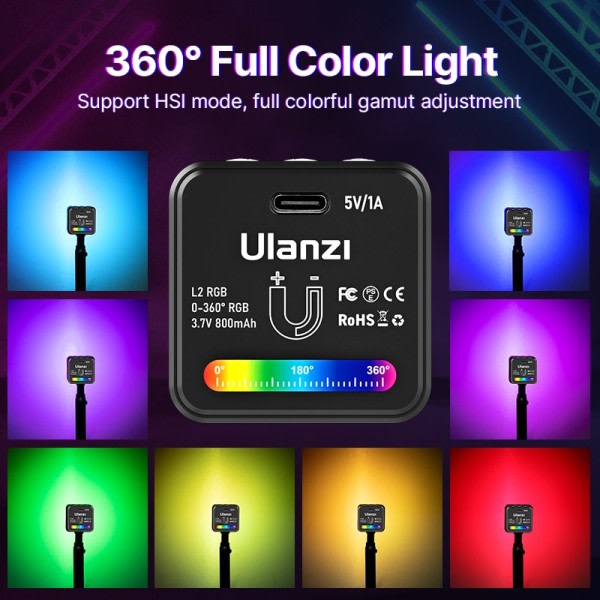 Mini COB Video Kamera Lys Dimbar 360° Full Farge Lys med Diffuser Honeycomb Fotografi