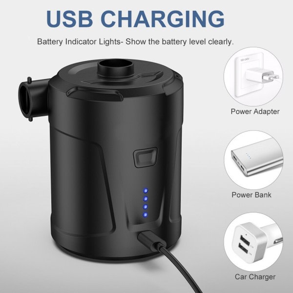 Elektrisk Luft Pumpe Bærbar Quick-Fill Luft Pumpe 5000mAh Perfekt Inflator / Deflator Pumpe