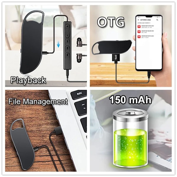 V11 Smart Lyd Mini Voice Opptaker 64GB USB Drive Stemme Aktivert Diktafon Nøkkelring Lyd opptak