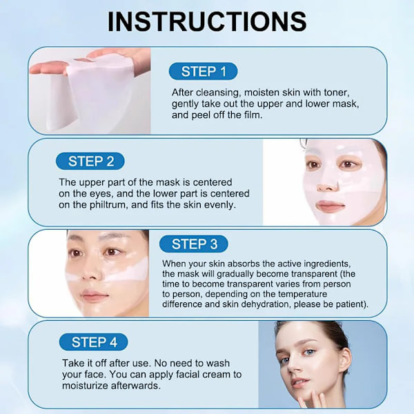 4 bitar Absorberbar Bio-kollagen Äkta Djup Mask Natt Fuktgivande Mask