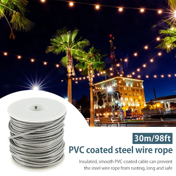 30M rustfritt stål heavy duty kabel tau hage wire kabel rekkverk wire gjerde rull sett