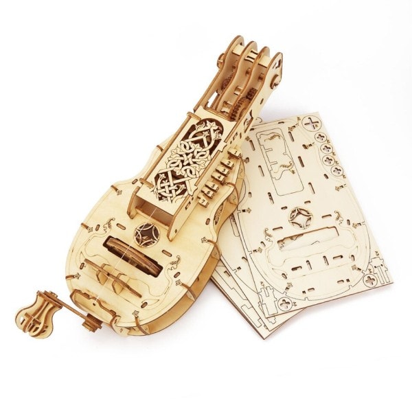 Hurdy Gurdy Mekanisk Model Gør-det-selv musikalsk instrument 3D træ puslespil bygning sæt