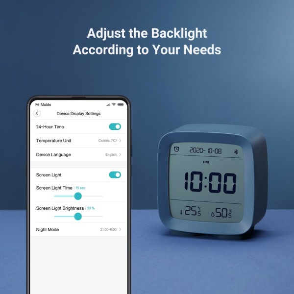 Smart Bluetooth Digital alarm klokke med flere alarmer med temperatur og fuktighet display