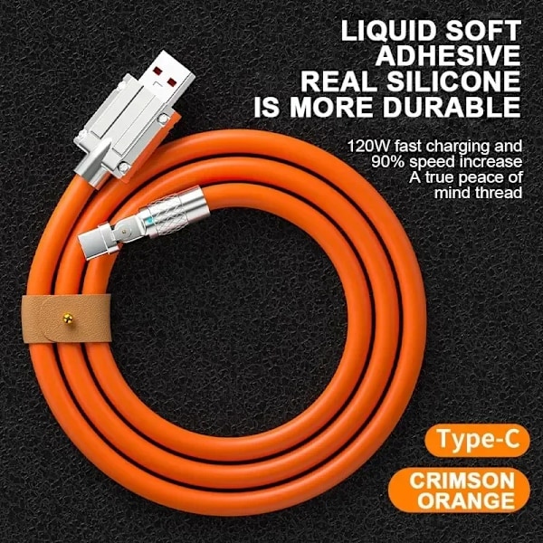 120W 7A snabb laddning USB Typ C kabel 180 grader rotation armbågskabel