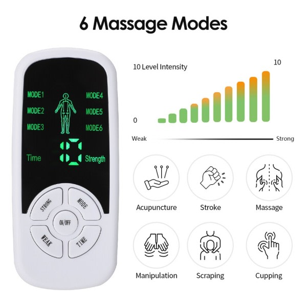 6 lägen EMS elektrisk Muskel terapi stimulator tior enhet maskin meridian fysioterapi