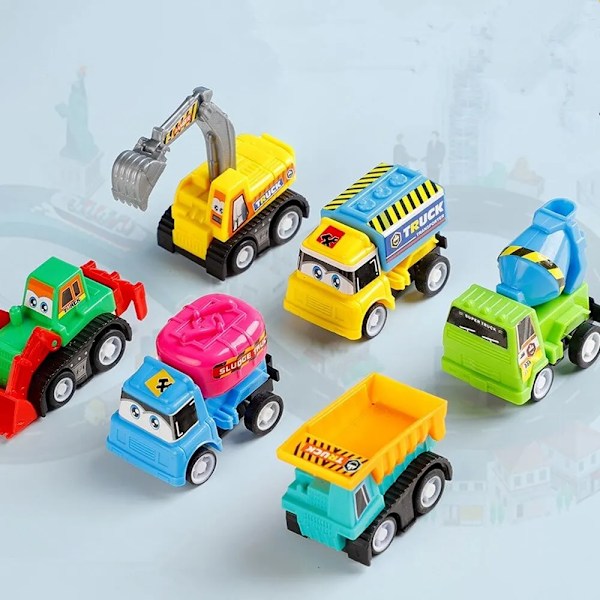 6 delar Bilar Leksaker Mini Tröghetsteknik Fordon Pull Back Bil Leksaker Brandbil Barn Bilar Pojke Diecasts för Barn
