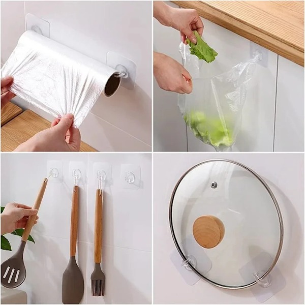 10 stykker Selvklæbende Krog Transparent Dør Væg Krog