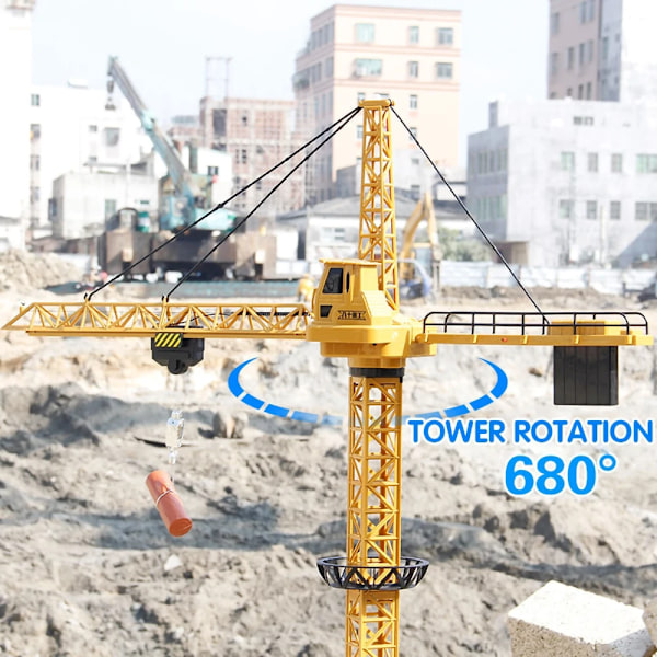 Oppgradert Versjon Fjernkontroll Konstruksjon Kran 6CH 680 Rotasjon Lift Modell 128CM 2.4G RC Tårn Kran Leketøy