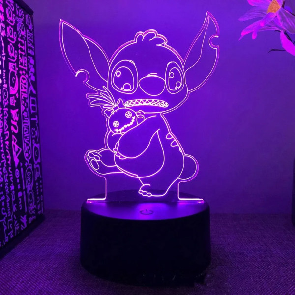 Tegneserie  Stitch Figurine 3D LED Lys Barn LED Natt Lys USB LED Bord Lampe