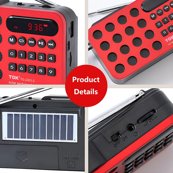 Mini Bærbar Lomme FM Radio Solar Lading Trådløs Høyttalere Støtte USB TF Card Play Bluetooth-kompatibel