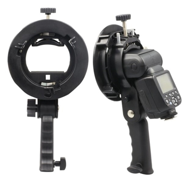 Handhållen Grip Bowens S Mount Holder for Speedlite Flash Snoot Softbox