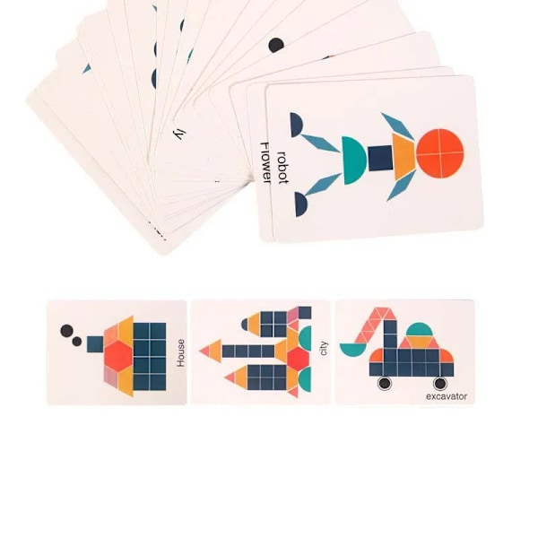 180 bitar Montessori Barn Trä 3D Geometrisk Form Pussel Pussel Tavla Set Baby Tidig Utbildning Leksaker för Barn