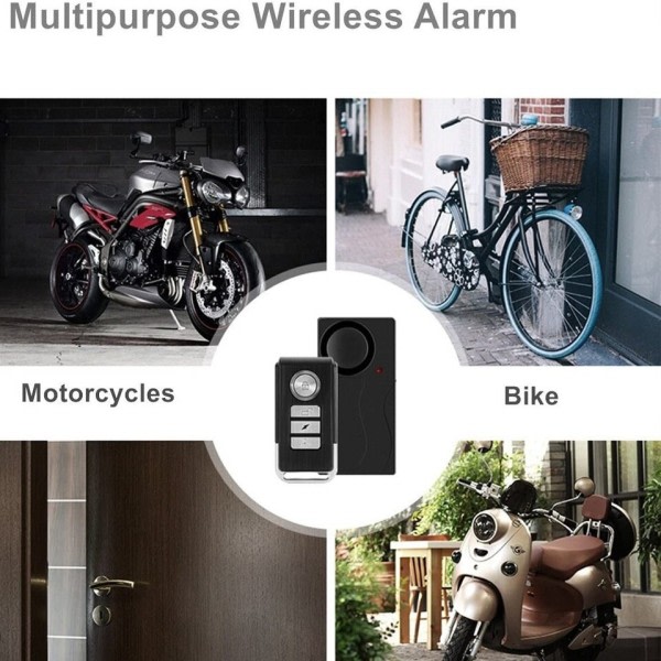 Trådløs vibrasjon sykkel alarm med fjernkontroll kontroll tyverisikring alarm