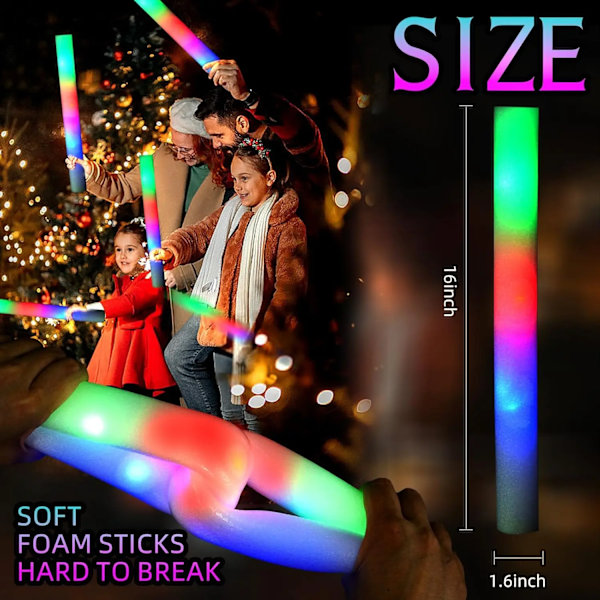 30 bitar Fuam Glow Sticks med 3 Modes Colorful Led Blinkande Glow Stick